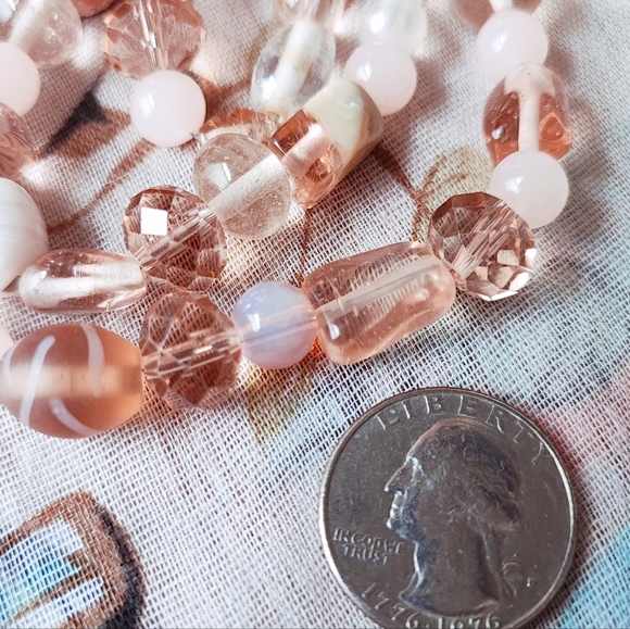 Triple Strand Vintage Art Glass Seed Bead Silver Tone Shepards Hook Necklace - Picture 5 of 6